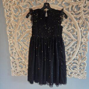 Crew Cuts Girls Sz 10 Black Star flutter-sleeve dress Party